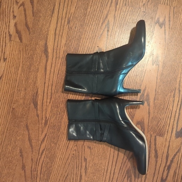 Designer Leather Boots black minimalist chic Office Siren Harness Wrap Sz 8.5 - Picture 4 of 13